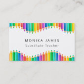 かわいいカラフル鉛筆の代用先生 名刺 (正面)