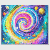 かわいいカラフル銀河系 ラッピングペーパー (フラット)
