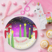 かわいいカラフル雪だるま ペーパープレート (パーティー)