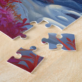 かわいいカラフル雪の冬の木の自然ビュー ジグソーパズル (側面)