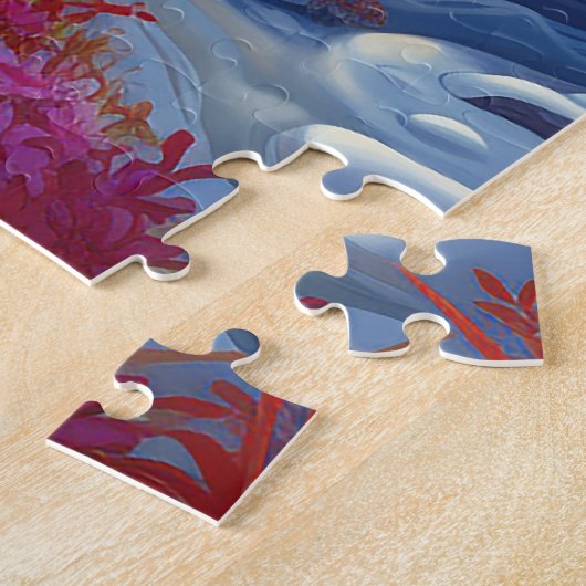 かわいいカラフル雪の冬の木の自然ビュー ジグソーパズル (側面)