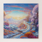 かわいいカラフル雪の冬の木の自然ビュー ジグソーパズル (縦)