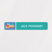 かわいいカラフル電車の子供の名前 ラベル (デザイン1)