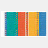 かわいいカラフル電車の子供の名前 ラベル (シート)
