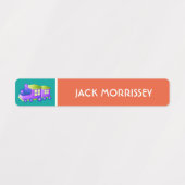 かわいいカラフル電車の子供の名前 ラベル (デザイン2)