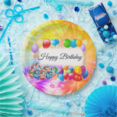 かわいいカラフル風船,花火,誕生日 ペーパープレート (パーティー)