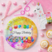 かわいいカラフル風船,花火,誕生日 ペーパープレート (パーティー)