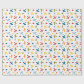 かわいいカラフル飛行機&ハート,バレンタインデー ラッピングペーパー (フラット)