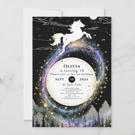 かわいいカラフル馬誕生日 招待状 (正面)