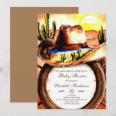 かわいいカラフル魅惑的なカウボーイ赤ちゃんシャワー 招待状 (正面/裏面)