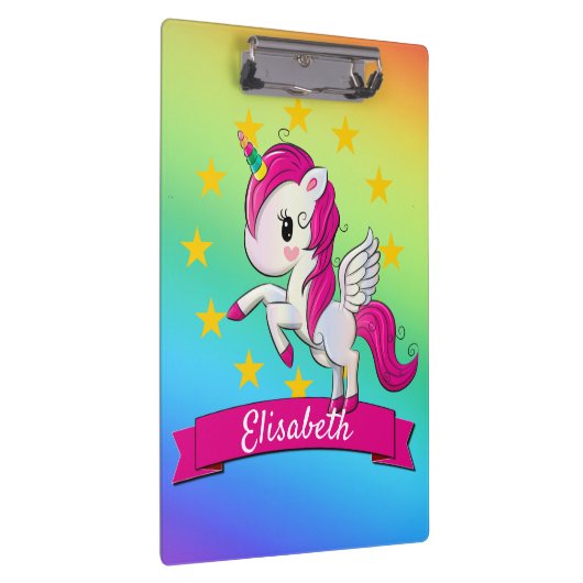 かわいいカラフル魔法のユニコーンの子供の名前 クリップボード (右)