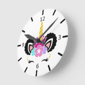 かわいいカラフル魔法のユニコーン丸い時計 ラウンド壁時計 (傾斜)
