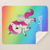 かわいいカラフル魔法のユニコーン虹の子供の名前 シェルパブランケット (正面(横))