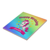 かわいいカラフル魔法のユニコーン虹の子供の名前 タイル (側面)