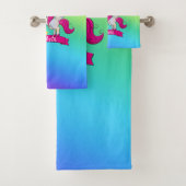 かわいいカラフル魔法のユニコーン虹の子供の名前 バスタオルセット (インサイチュ)