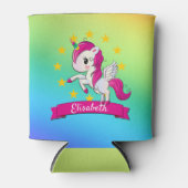 かわいいカラフル魔法のユニコーン虹の子供の名前 缶クーラー (正面)