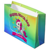 かわいいカラフル魔法のユニコーン虹の子供 ラージペーパーバッグ (正面アングル)