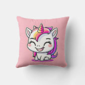 かわいいカラフル魔法の幸せユニコーンのアートワーク | クッション (裏面)