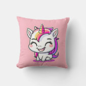 かわいいカラフル魔法の幸せユニコーンのアートワーク | クッション (正面)