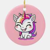 かわいいカラフル魔法の幸せユニコーンのアートワーク | セラミックオーナメント (裏面)