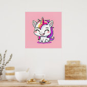 かわいいカラフル魔法の幸せユニコーンのアートワーク | ポスター (キッチン)