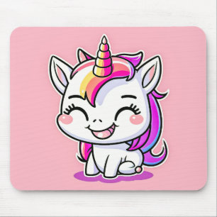 かわいいカラフル魔法の幸せユニコーンのアートワーク マウスパッド