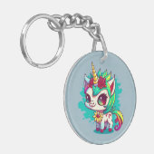 かわいいカラフル魔法の生き物ユニコーンのアートワーク | キーホルダー (正面左)