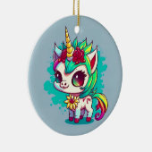 かわいいカラフル魔法の生き物ユニコーンのアートワーク | セラミックオーナメント (右)