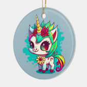 かわいいカラフル魔法の生き物ユニコーンのアートワーク | セラミックオーナメント (左)