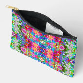 かわいいカラフル魔法花全体プリントTシャツ アクセサリーポーチ (見開き)