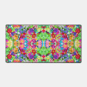かわいいカラフル魔法花全体プリントTシャツ デスクマット (正面)