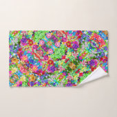 かわいいカラフル魔法花全体プリントTシャツ バスタオルセット (ハンドタオル)