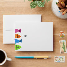 かわいいカラフル魚の封筒