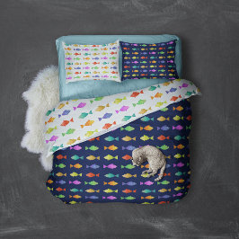 かわいいカラフル魚の柄 枕カバー