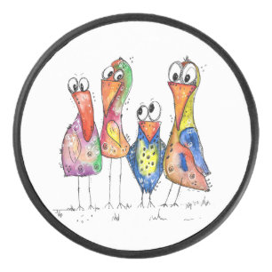 かわいいカラフル鳥お洒落4羽 アイスホッケーパック