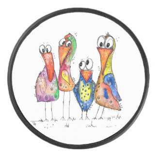 かわいいカラフル鳥お洒落4羽 アイスホッケーパック