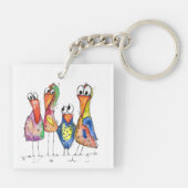 かわいいカラフル鳥お洒落4羽 キーホルダー (裏面)