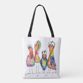 かわいいカラフル鳥お洒落4羽 トートバッグ (裏面)