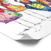 かわいいカラフル鳥お洒落4羽 ポスター (角)