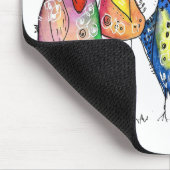 かわいいカラフル鳥お洒落4羽 マウスパッド (コーナー)