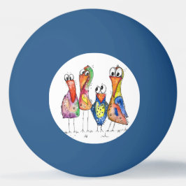 かわいいカラフル鳥お洒落4羽 卓球ボール