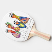 かわいいカラフル鳥お洒落4羽 卓球ラケット (横)