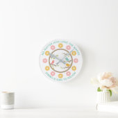 かわいいカラフル鳥と花の春 ラウンド壁時計 (ホーム)