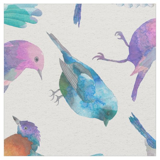 かわいいカラフル鳥のパターン ファブリック (クローズアップ)