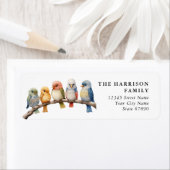 かわいいカラフル鳥の差出人住所ラベル ラベル (インサイチュ)