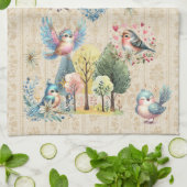 かわいいカラフル鳥 キッチンタオル (折り畳み)