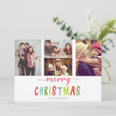 かわいいカラフル4フォトメリークリスマスフラットカード (スタンド正面)