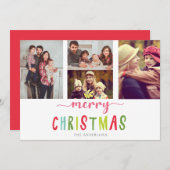 かわいいカラフル4フォトメリークリスマスフラットカード (正面/裏面)
