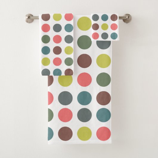 かわいいカラフル70sパターン水玉模様 バスタオルセット (インサイチュ)
