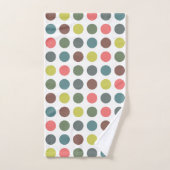 かわいいカラフル70sパターン水玉模様 バスタオルセット (ハンドタオル)